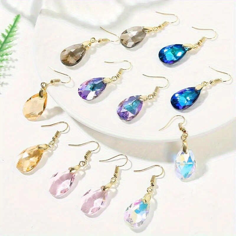 6/12/18 Pair Drop Dangle Drop Earrings with Crystals Multicolour Jewellery