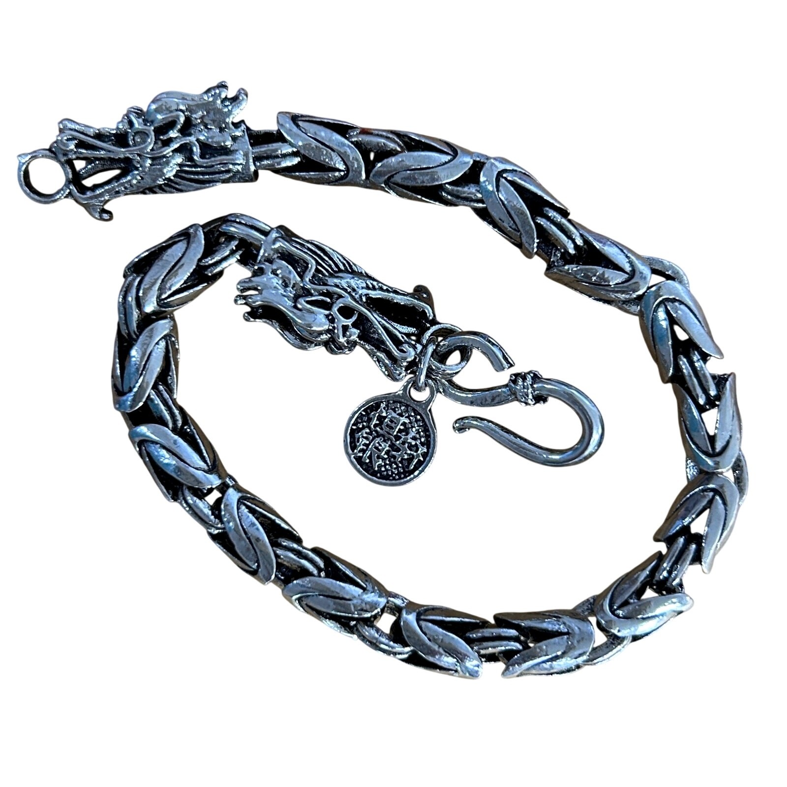 Byzantine Dragon 7.5″ Bali Bracelet Silver Tone Stainless Steel high end look