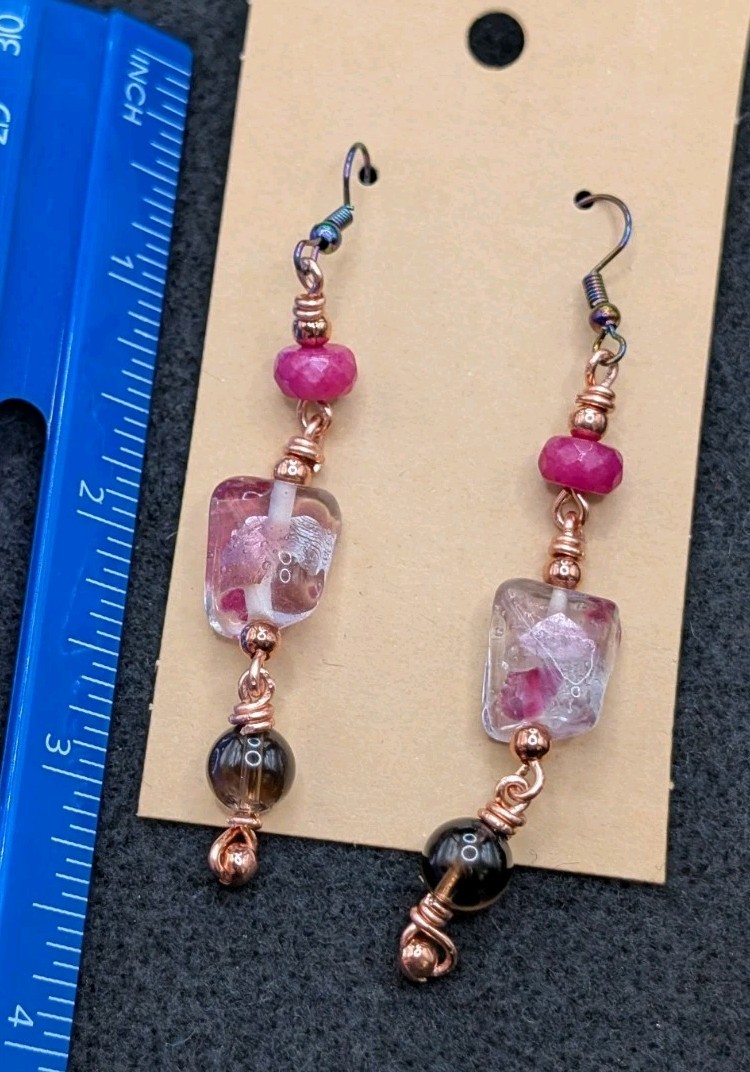 Women’s Artisan Stylish Boho Blue Mixed Beaded Drop Dangly Hook Earrings 🩷🤍🩶