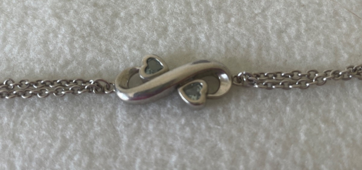Sterling Silver and Aquamarine Infinity and Heart Bracelet