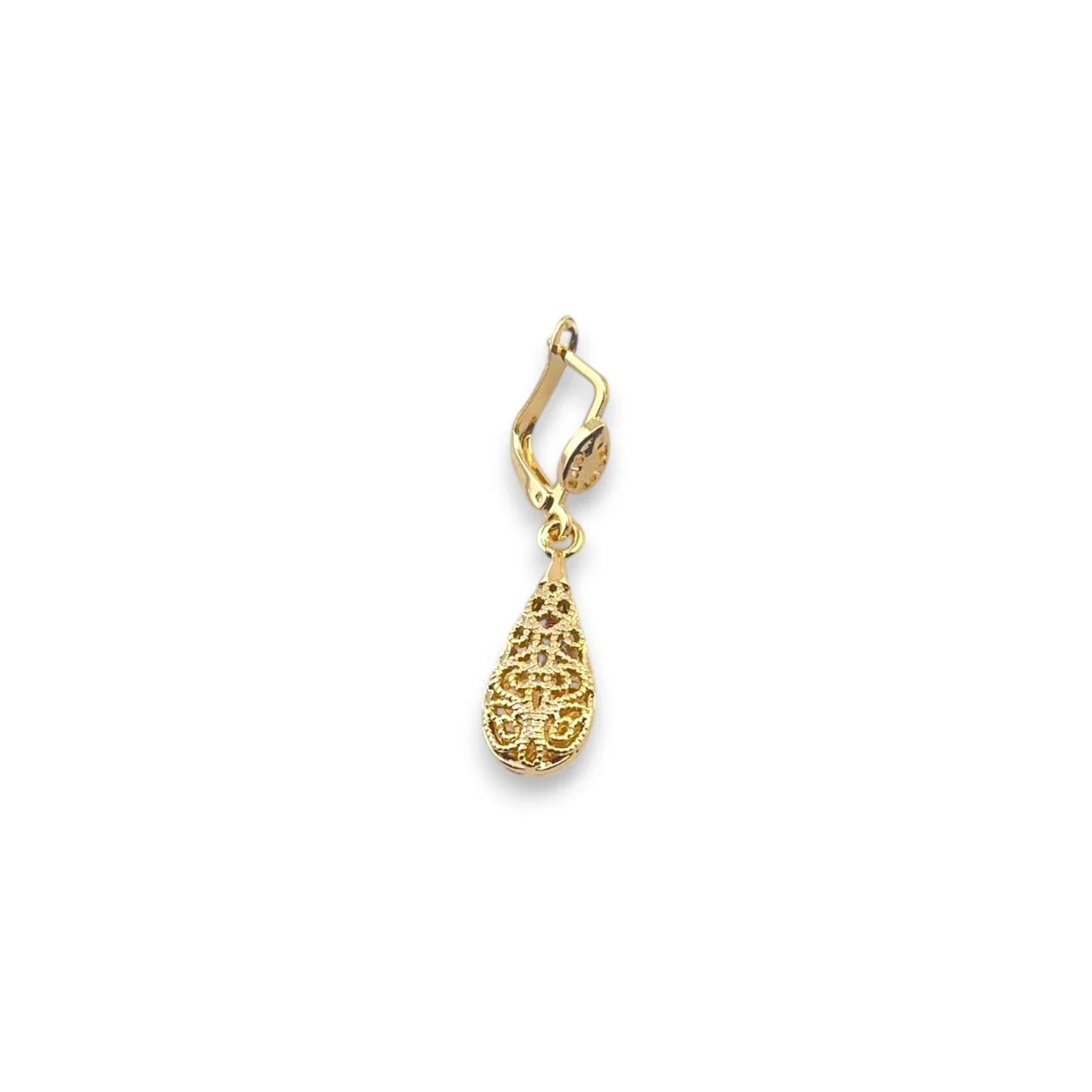 Gold Filigree Teardrop Drop Earrings 18K Gold Plated Stainless Steel W10mm H25mm