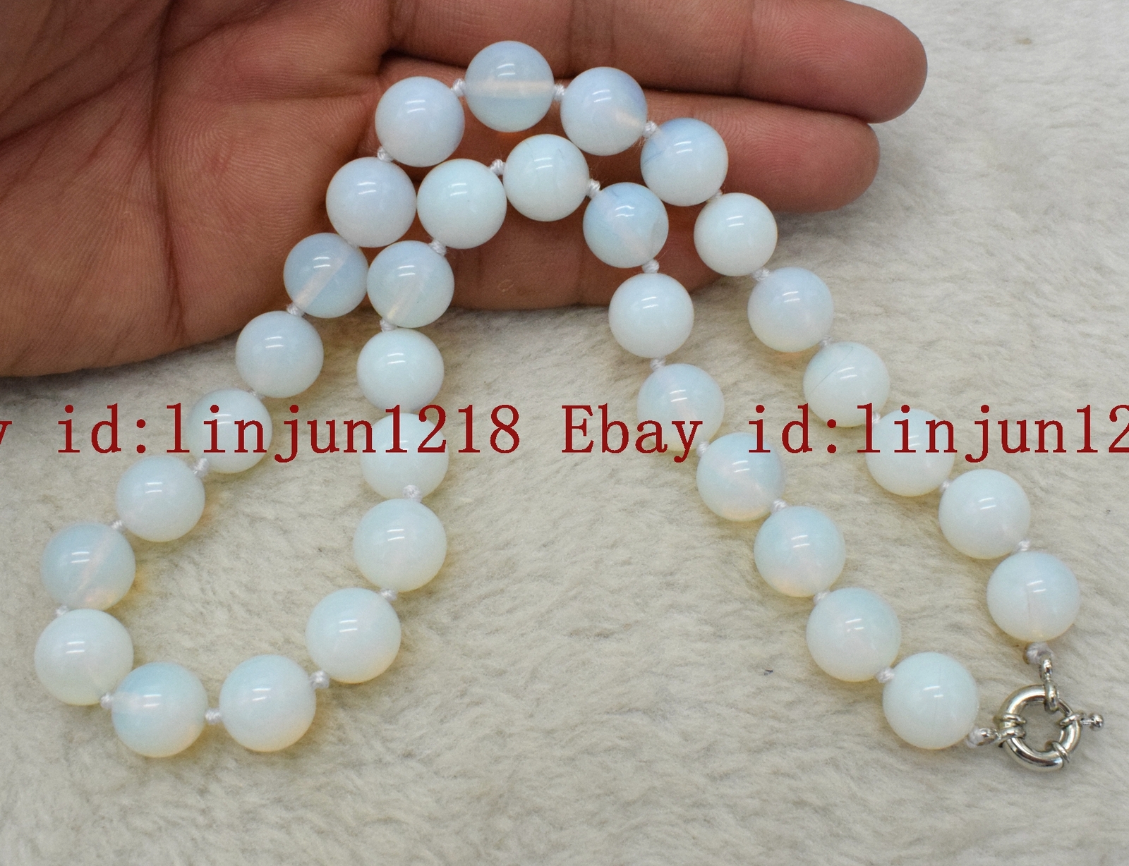 Natural 8mm 10mm 12mm White Opal Round Gemstone Beads Necklace 18” AAA