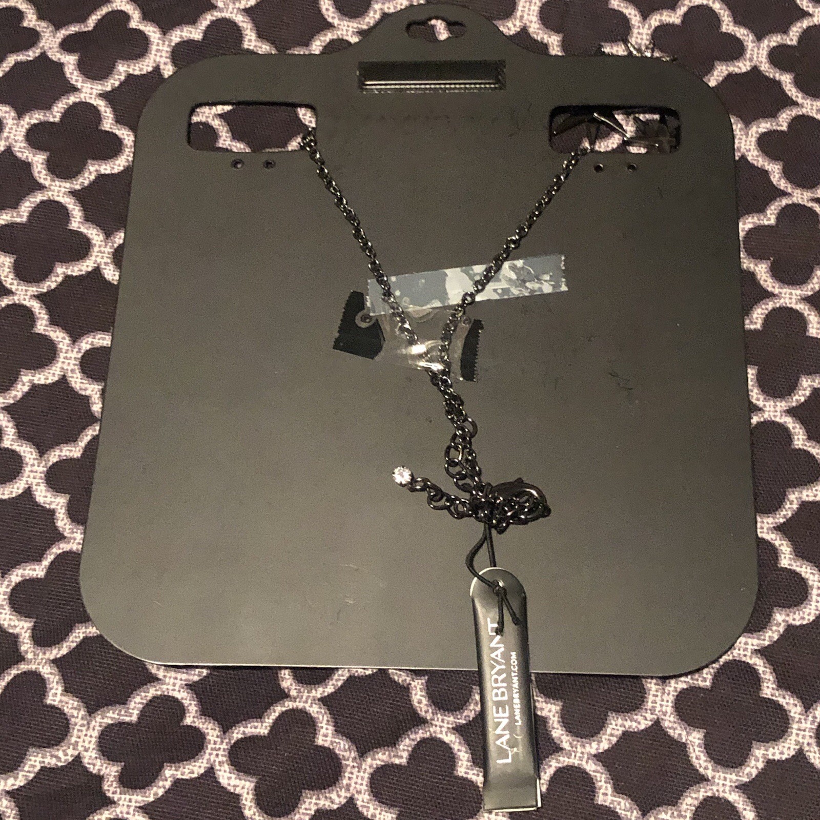 Lane Bryant Star Necklace Black Sliver Rhinestones J6