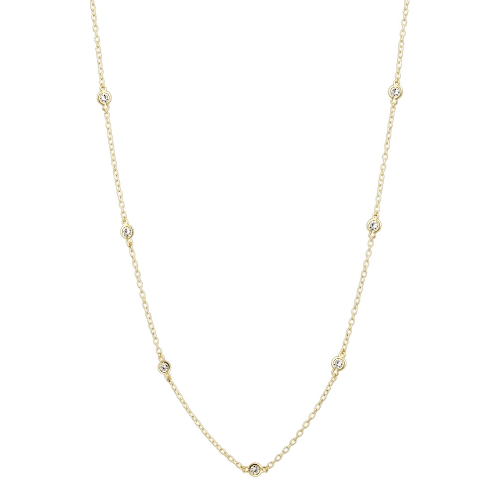18K Gold Plated CZ Station Chain Necklace