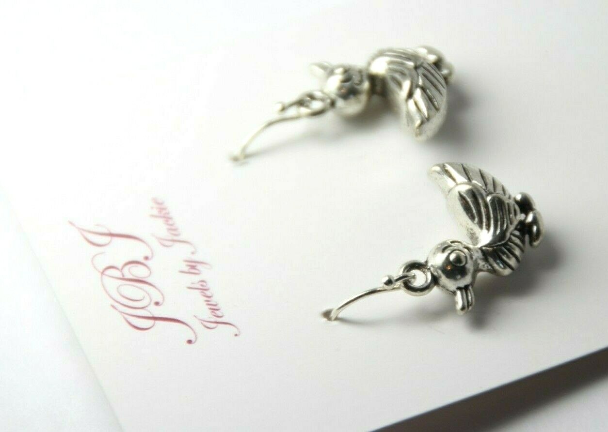 Duck Charm Earrings .925 sterling silver Hooks pewter Charms 1 1/4″ Ducky Birds