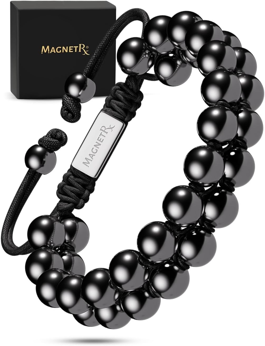 MagnetRX® Magnetic Hematite Bracelet MAX Strength Magnetic Stones Beaded Magnet