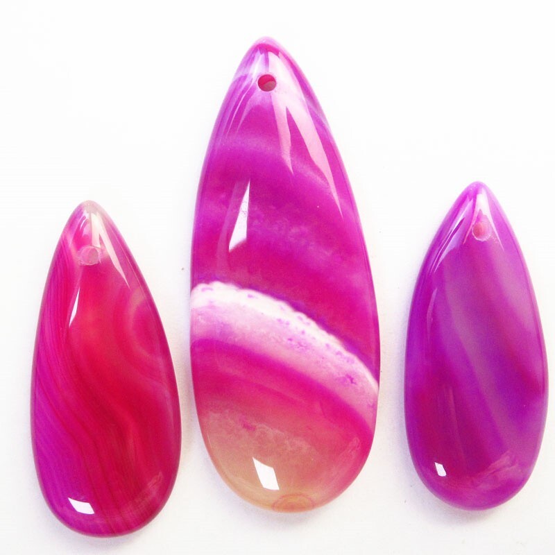 3Pcs/Set 34x14x5/49x20x5mm Peachblow Onyx Agate Teardrop Pendant D93238