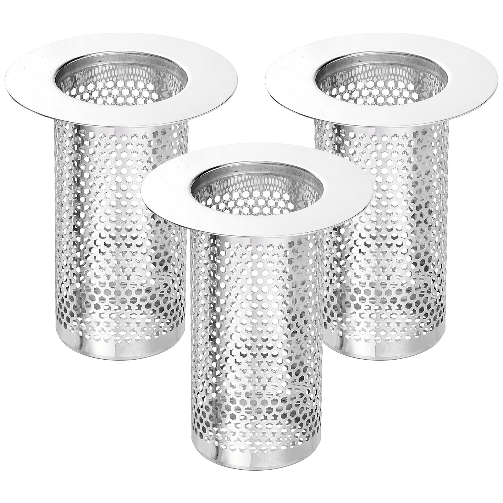 uxcell 2 Pack Shower Drain Strainer, 3.2″ x 2.6″ 304 x 2.6″, Silver