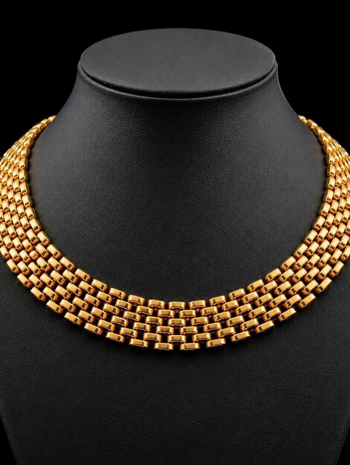 Vintage Napier Gold Tone Panther Link Cleopatra Collar Necklace Signed 16″