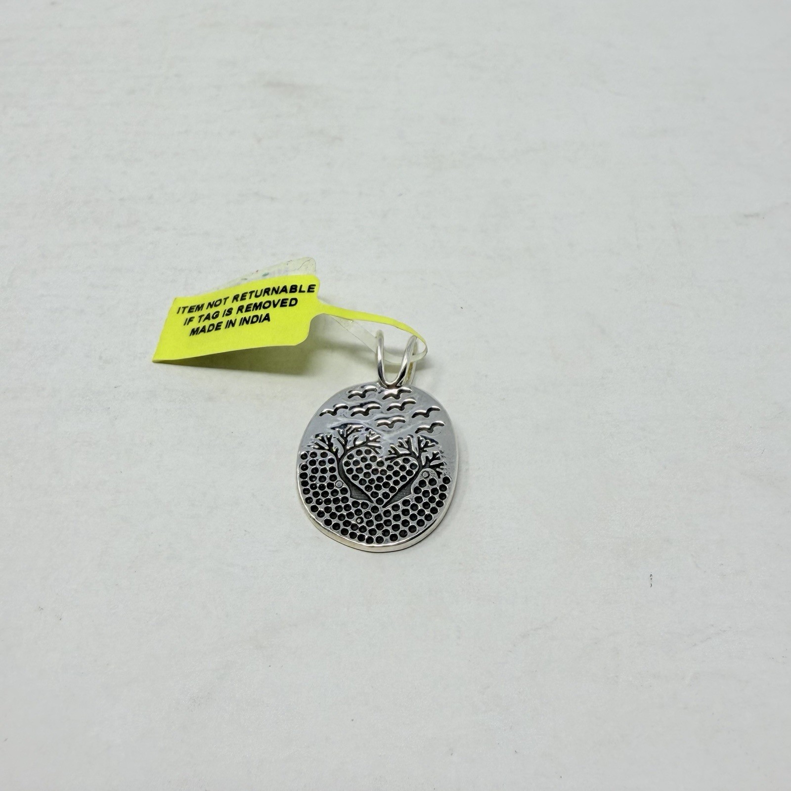 Shop LC Sterling Silver Pendant without Chain Heart Shaped Trees & Birds 5476