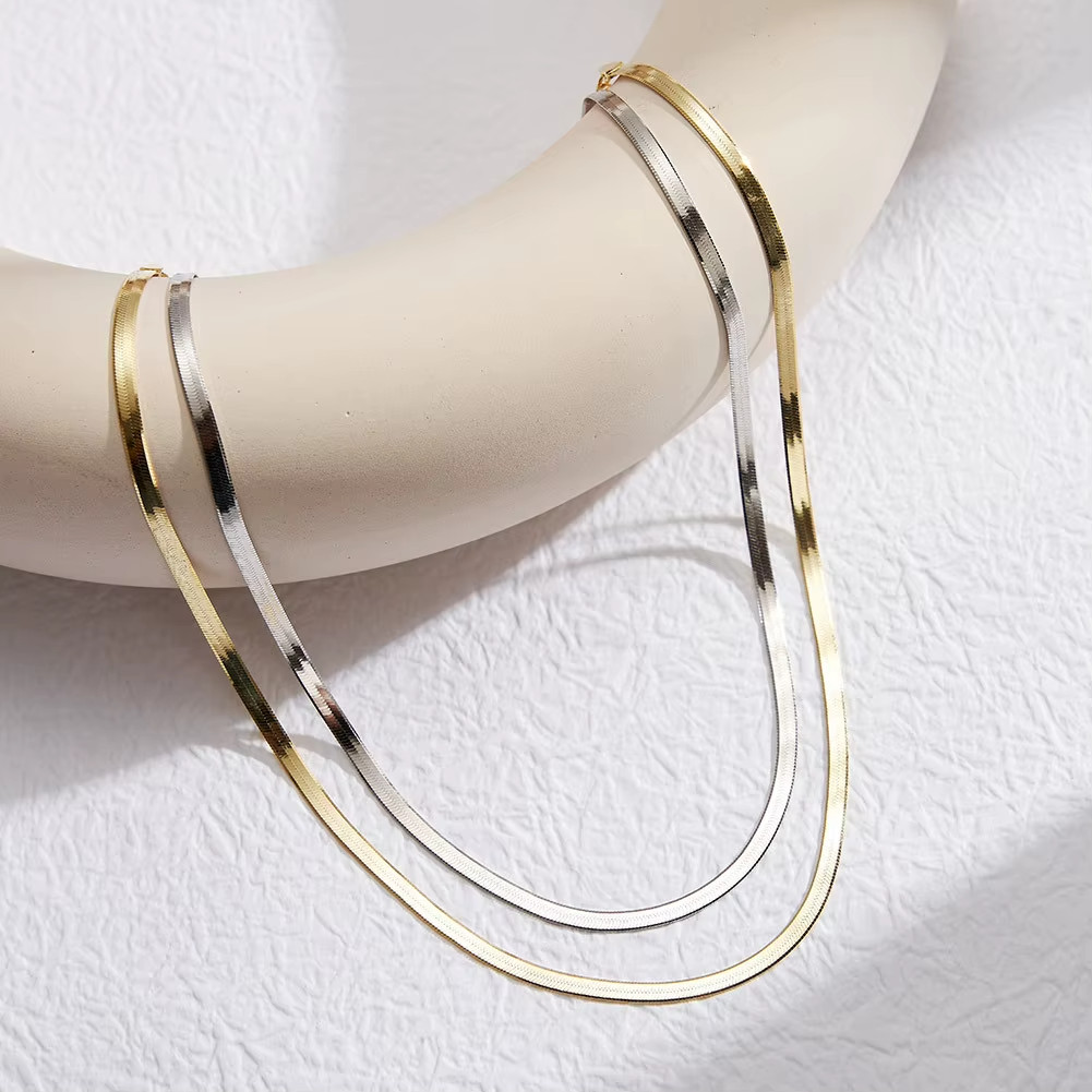 925 Sterling Silver Snake Chain Necklace Choker Gold and Rhodium Plated