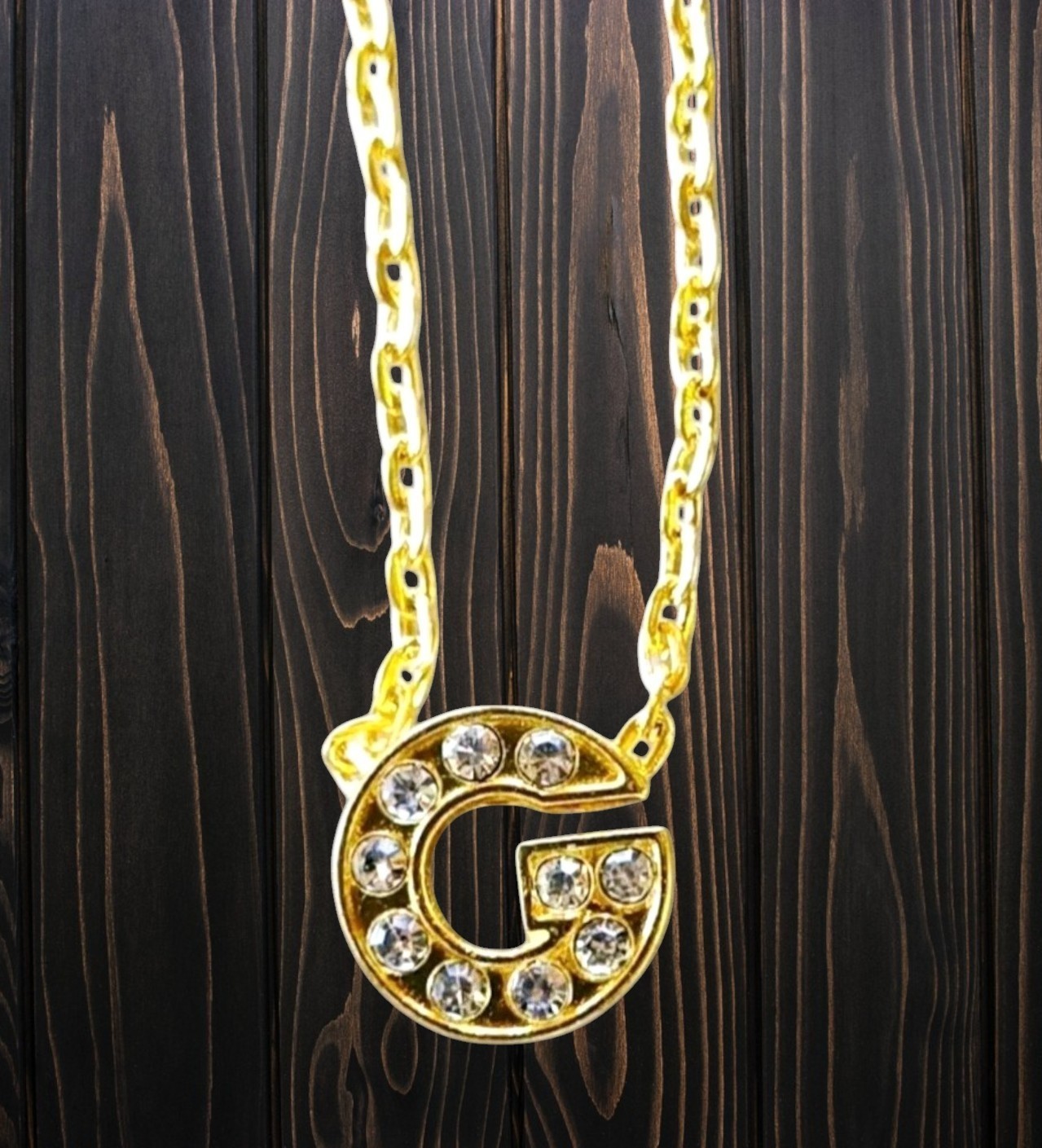 Crystal Letter G Necklace Alphabet Pendant Gold Plated Next Day Shipping