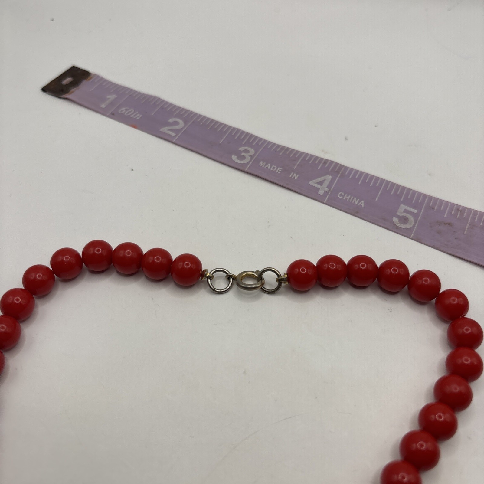 Vintage 9 Inches Solid Red Chunky Round Shaped Beaded Necklace