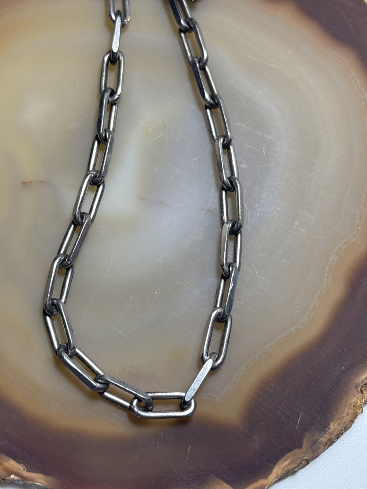 Uno de 50 Alien necklace Long paper clip chain oxidized metal NWT 36″ in bag 18B