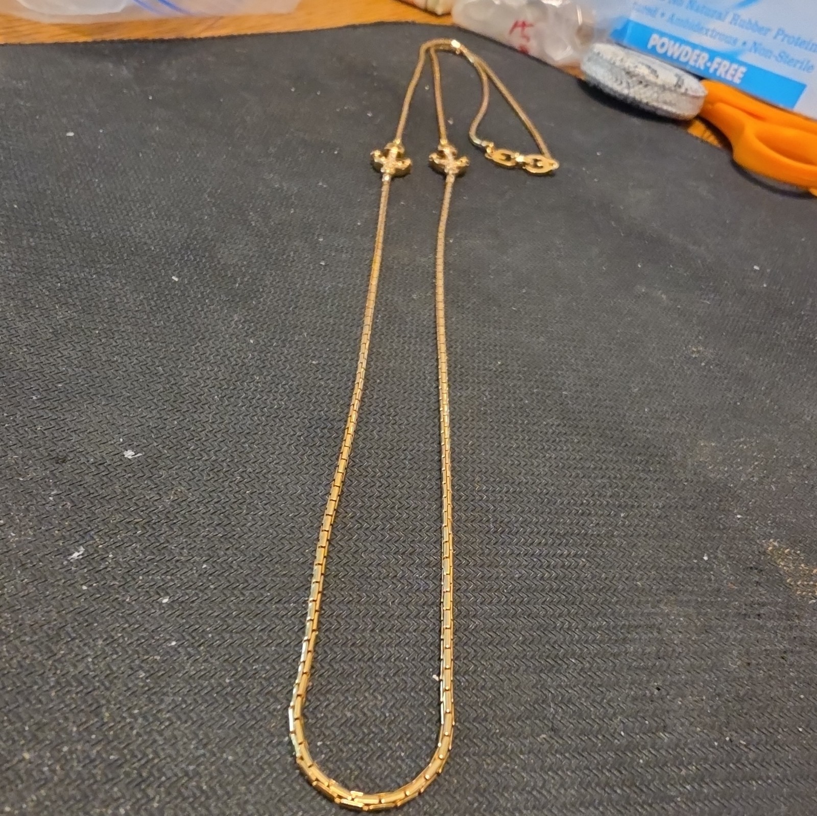 Vtg. 1969 Grosse Germany Signed Anchor Slide Necklace 36″ Gold Plated Dior Era