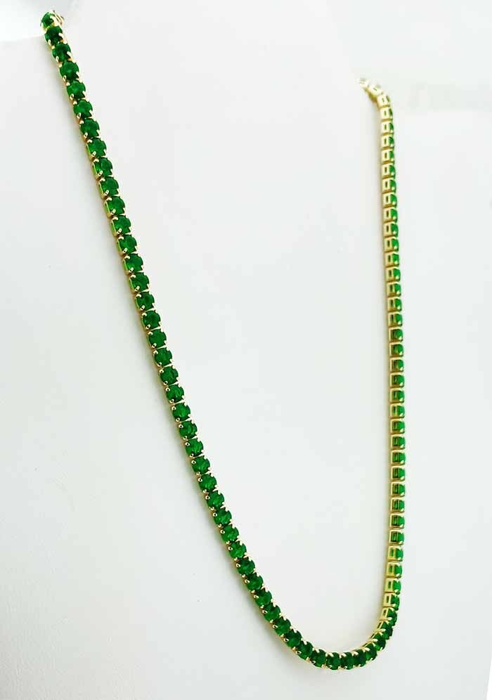 LAB CREATED 34.65 Cts EMERALD NECKLACE 14K YELLOW GOLD PLATED – New With Tag