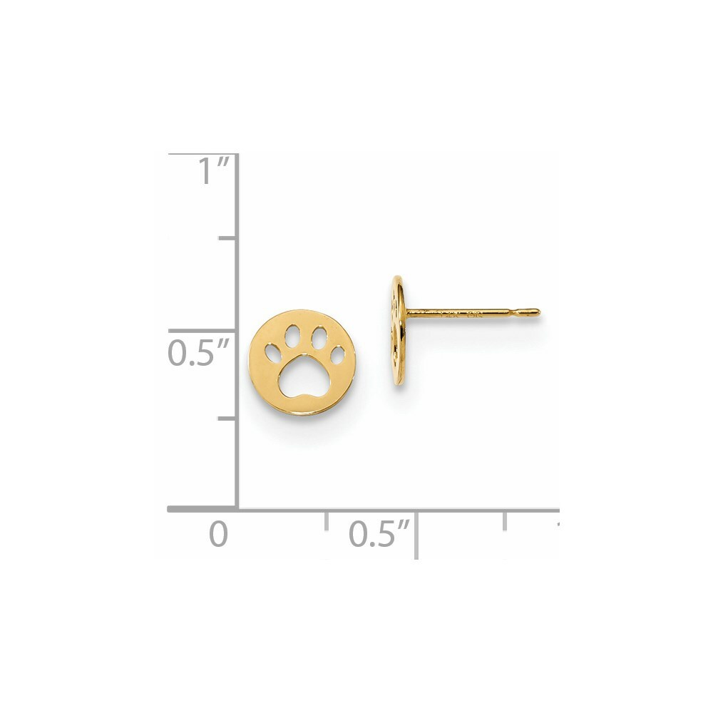 Madi K Kid’s Earrings 14k Yellow Gold Pawprint Post and Push Back
