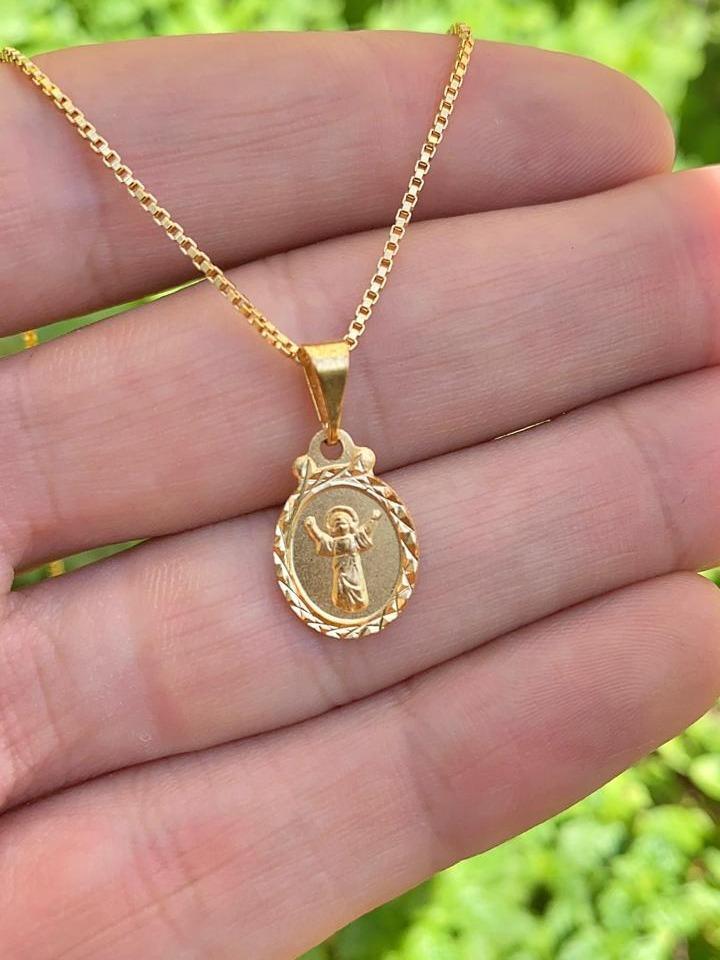 Divino Nino Baby Kids Gold Filled Necklace Box Chain 16in Boys Girls Cadena Nino