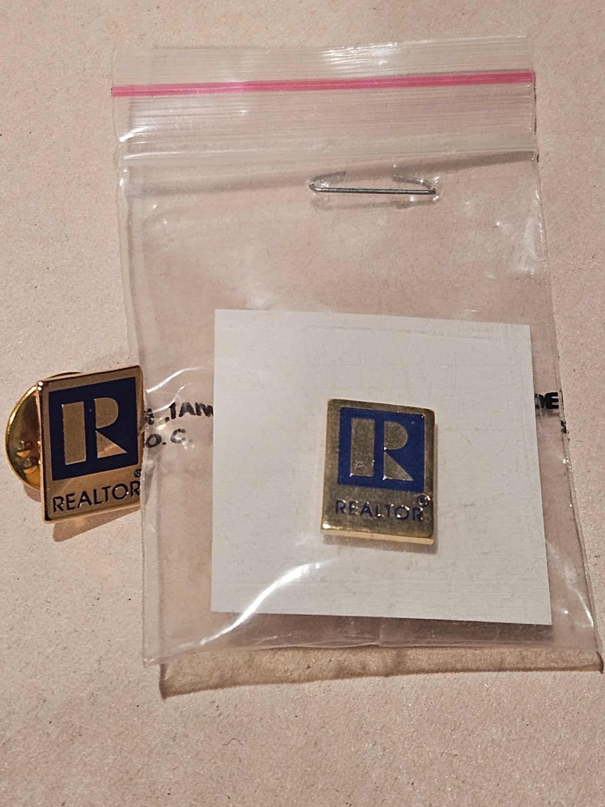 2 Small Realtor Logo Gold Tone Lapel Pins w/ Military Clutch-Very Nice Condition
