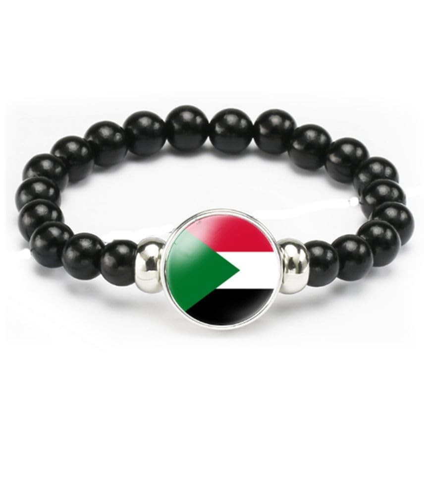 Sudan Sultan Flag Bracelet Elastic Rope Beaded Bracelet Support Your Country Tra
