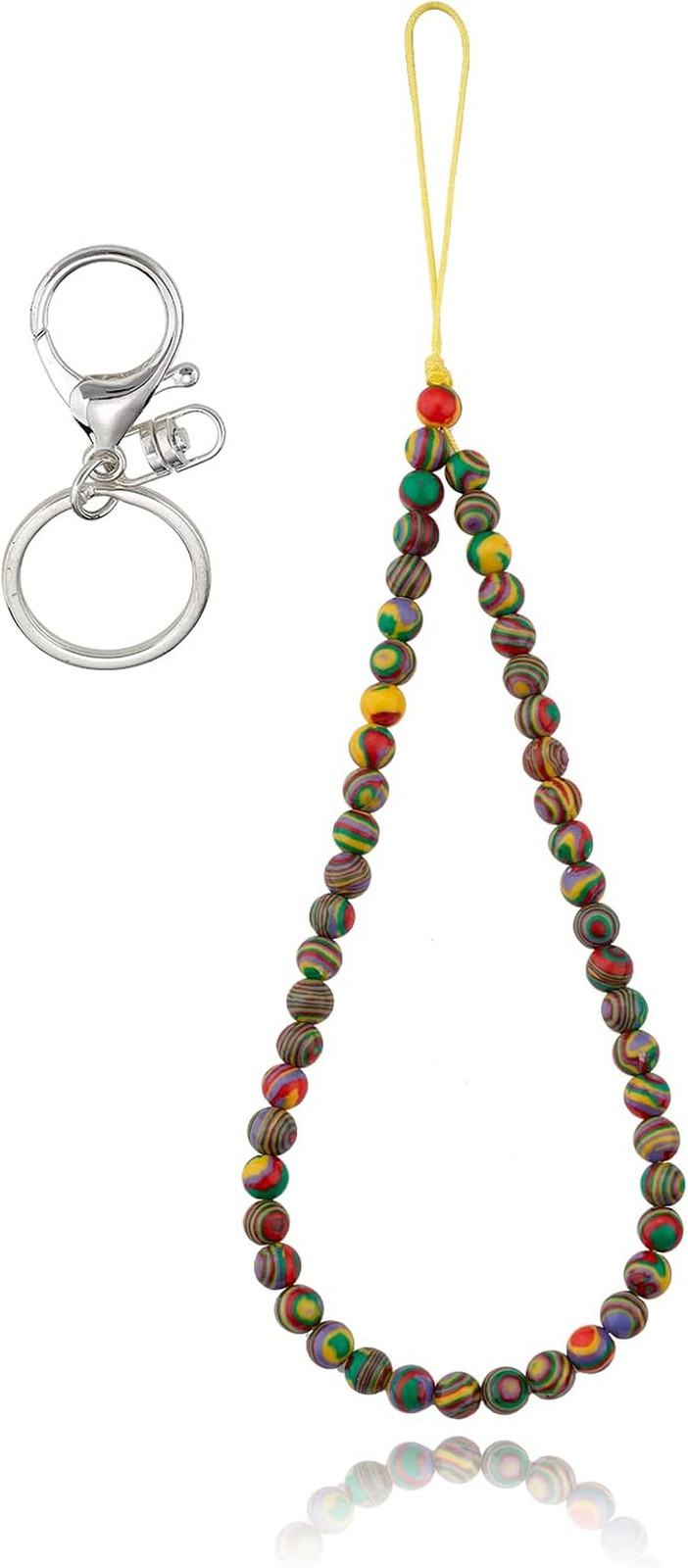 Natural Stone Phone Lanyard Wrist Straps Weathered Agate Gemstone Beaded Phone C