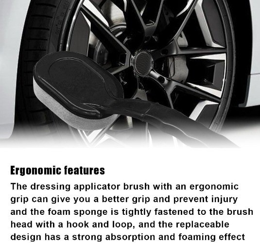 2-Piece Tire Shine Applicator Brush with Detachable Foam Pad and Cu Size: 2PCS