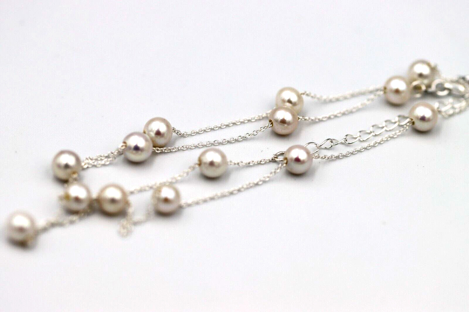 Genuine Sterling Silver Freshwater Cultured Pearl Necklace – 42cm + 5cm Extender