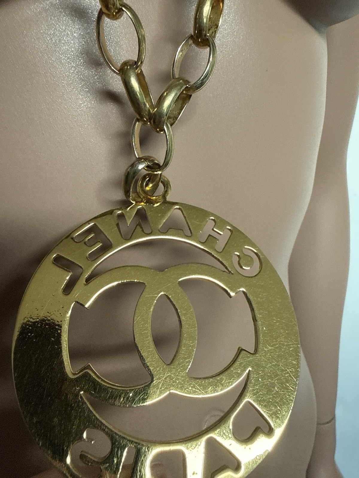 Vtg Chanel Gold Coco CC Logo Chain Necklace