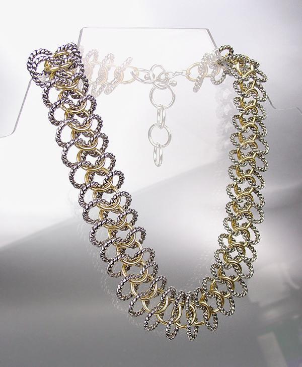 NEW Chunky Double Silver Cable Gold Rings Chain Wrap Toggle Bracelet Necklace
