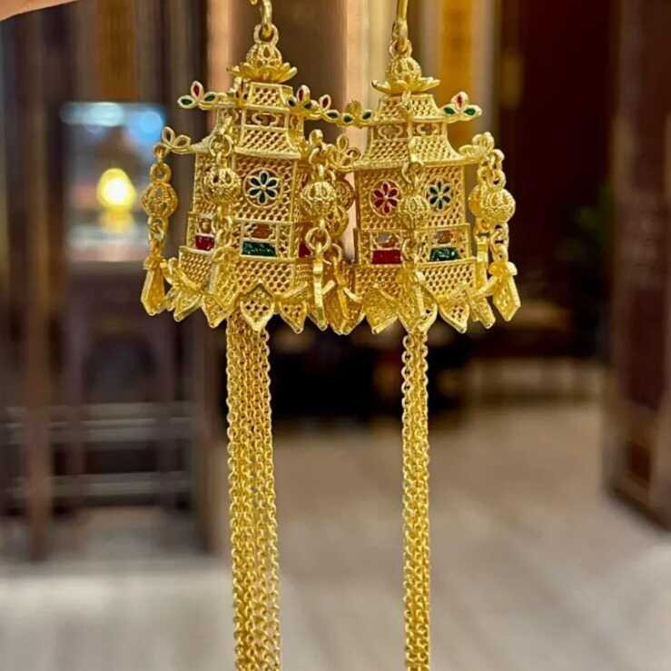 Classic Chinese Style Tassel Earrings Lantern Vintage Elegant Jewelry