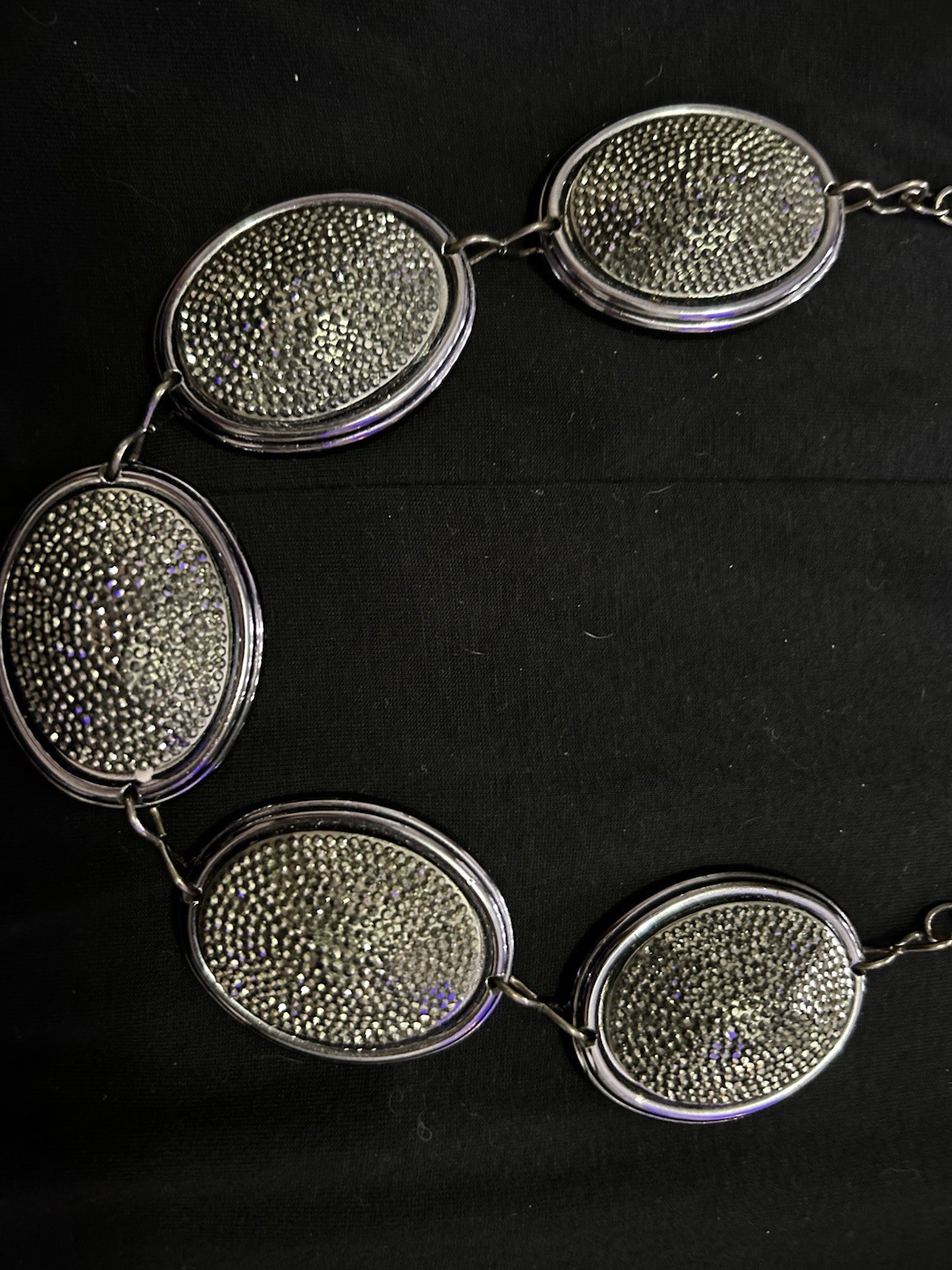 Dark silver bib necklace costume Jewelry