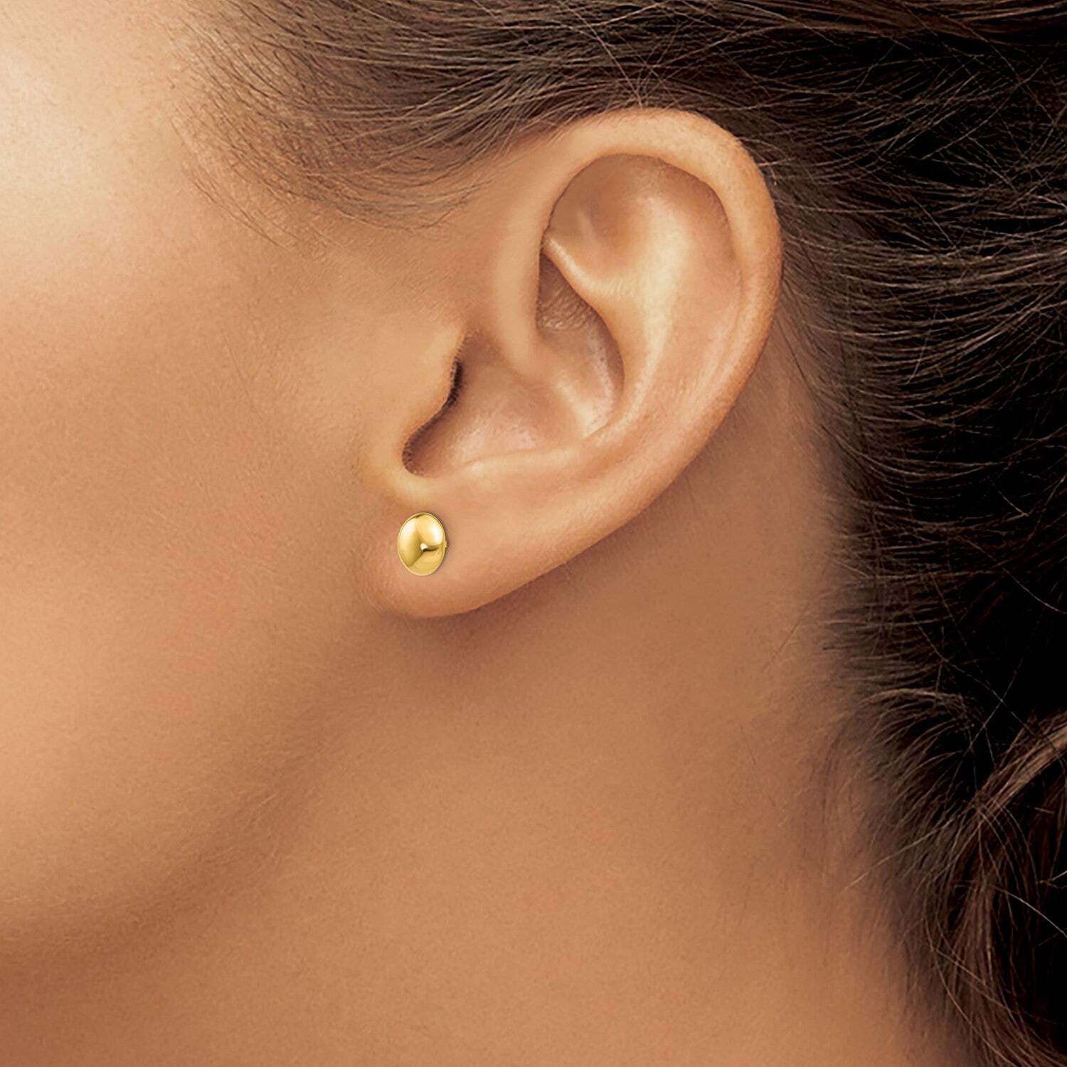 14k Yellow Gold High Polish Half Ball Post Stud Earrings, 7mm Diameter