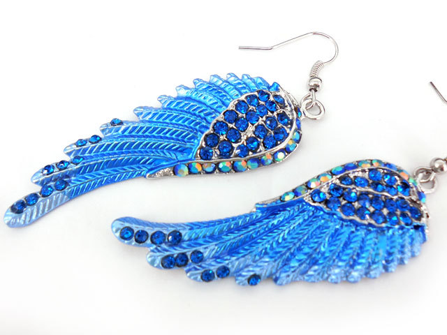 Lovely Angel Wing 5.5cm Long Use Austria Crystal Dangle Earrings – 7 Colors