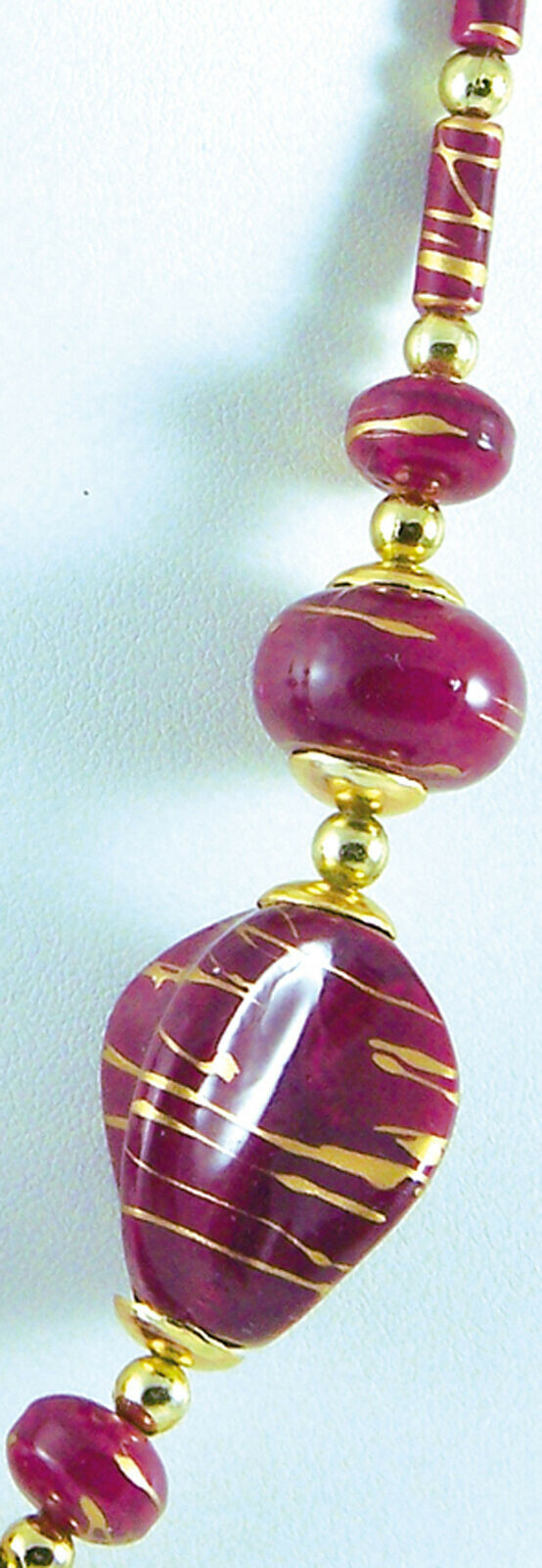 Necklace Art Bead Purple Baroque Unique Shape Plastic & Goldtone Metal 18″