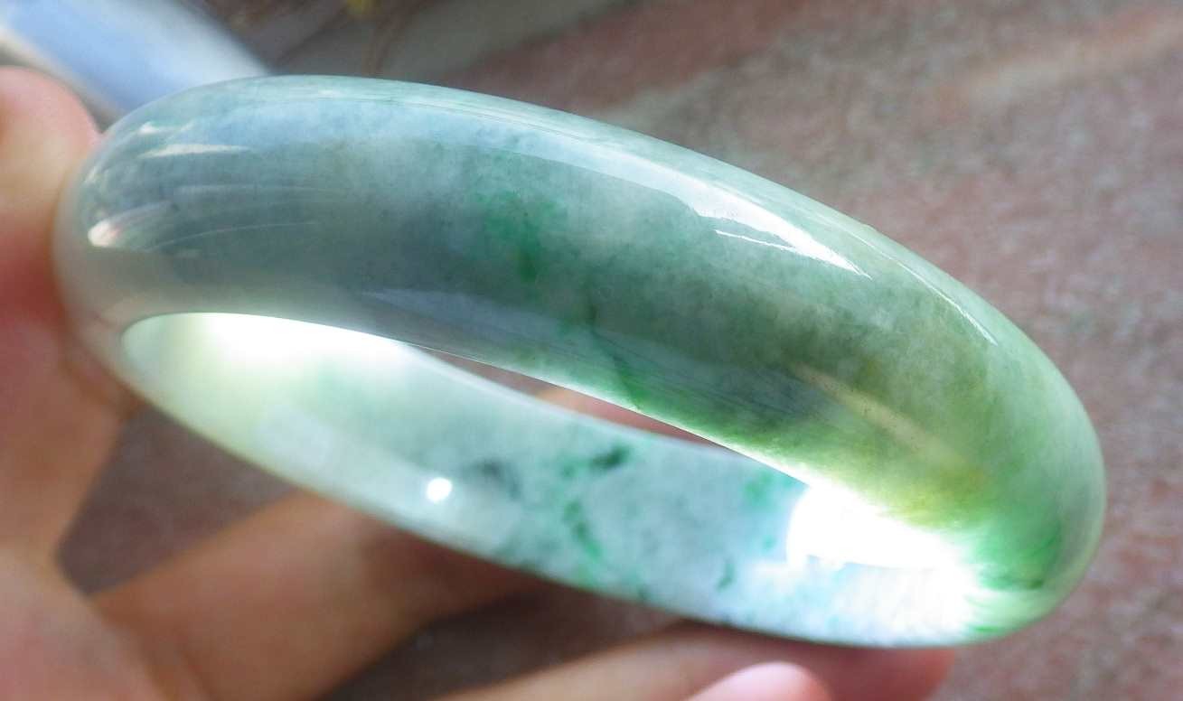 Video Certified Green 100% Natural A JADE Jadeite Bangle Bracelet 59mm 手镯 716300
