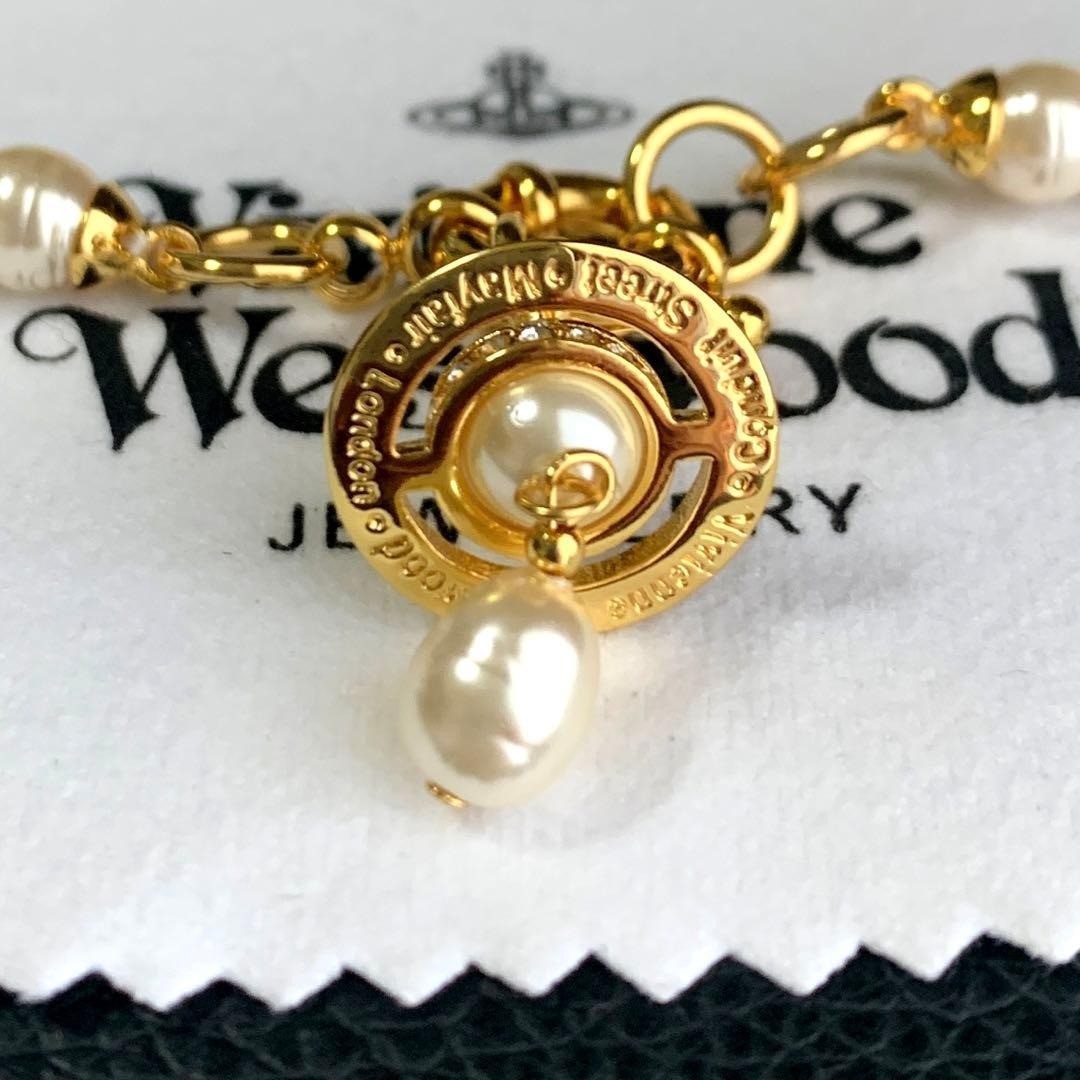 Vivienne Westwood Necklace ALEKSA Pearl Gold w/Pouch NO BOX