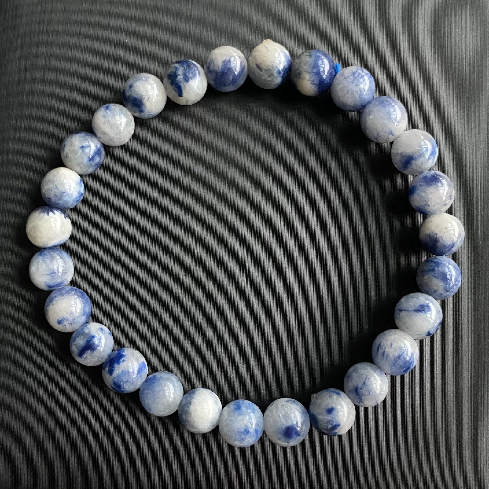6.9mm Natural Blue Dumortierite Quartz Crystal Beads Bracelet 1140