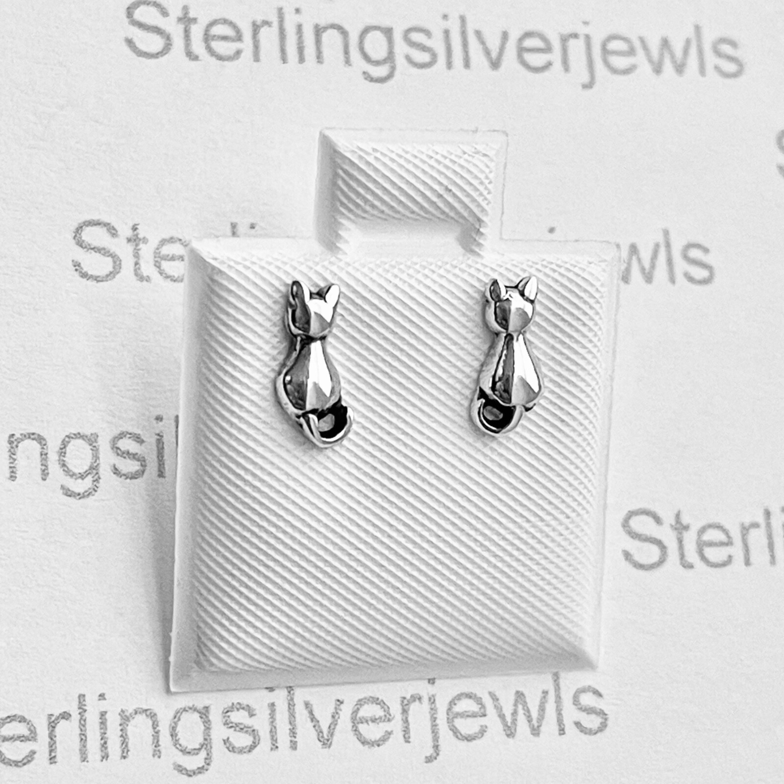 Sterling Silver Little Cat Stud Earrings, Animal Earring, Silver Kitty Cats, Kid