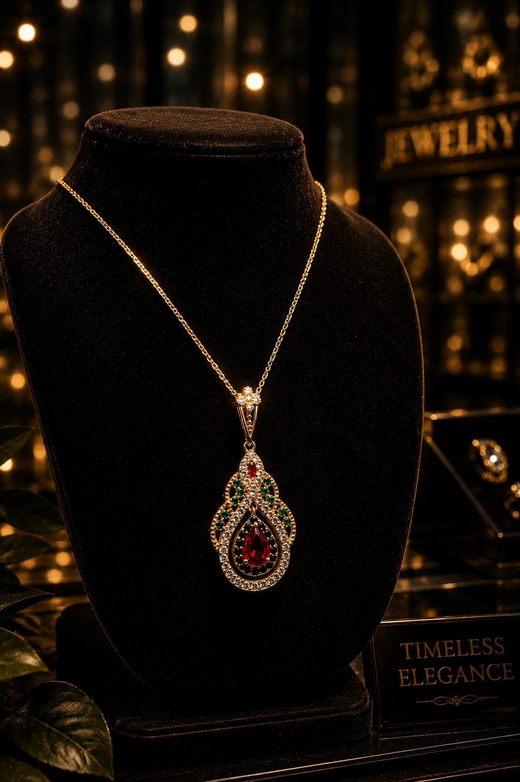 Womens Teardrop CZ Pendant Necklace Vintage Style Fashion Jewelry 18″ To 20″