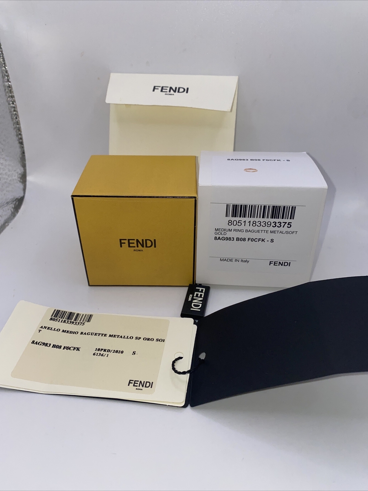 FENDI BAGUETTE RING IN GOLD COLOR RING. SIZE FENDI S / USA 5.5. NEW & AUTHENTIC