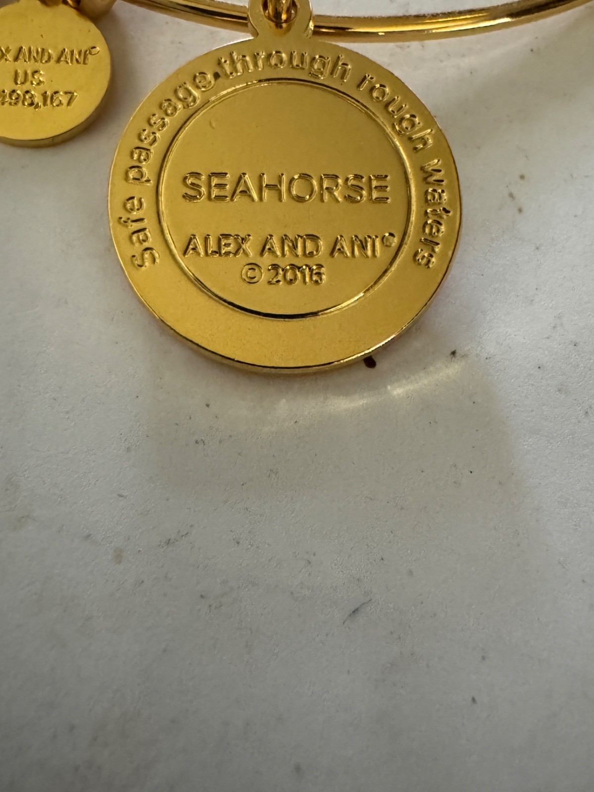 Alex and Ani Seahorse Charm Bracelet Gold Tone Protection One Size