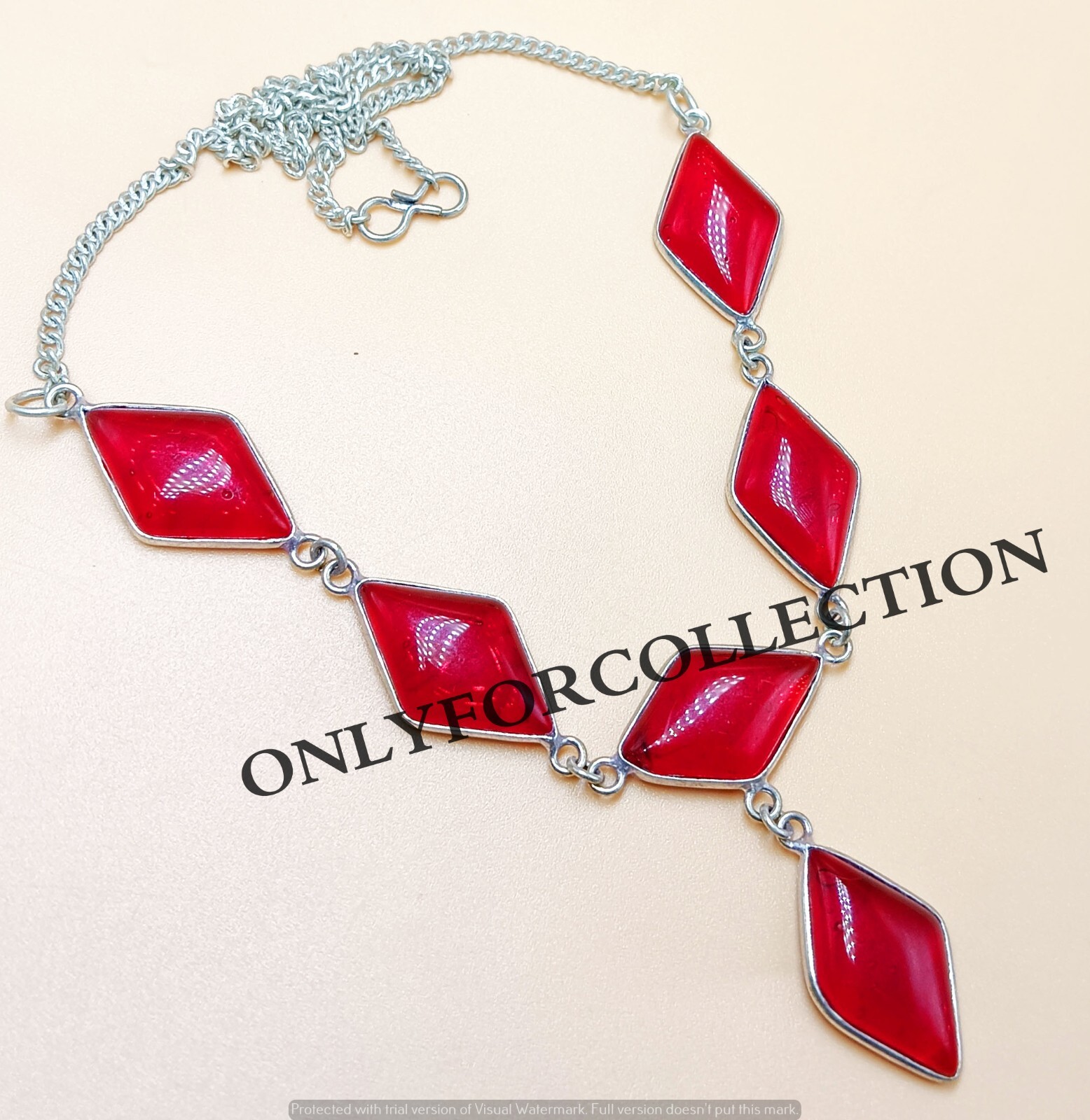 Lovely Garnet Gemstone 925 Sterling Silver Plated Handmade Necklace Jewelry