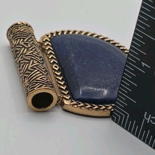 BARSE THAILAND LAPIS LAZULI STONE FULL BRONZE BEZEL PENDANT