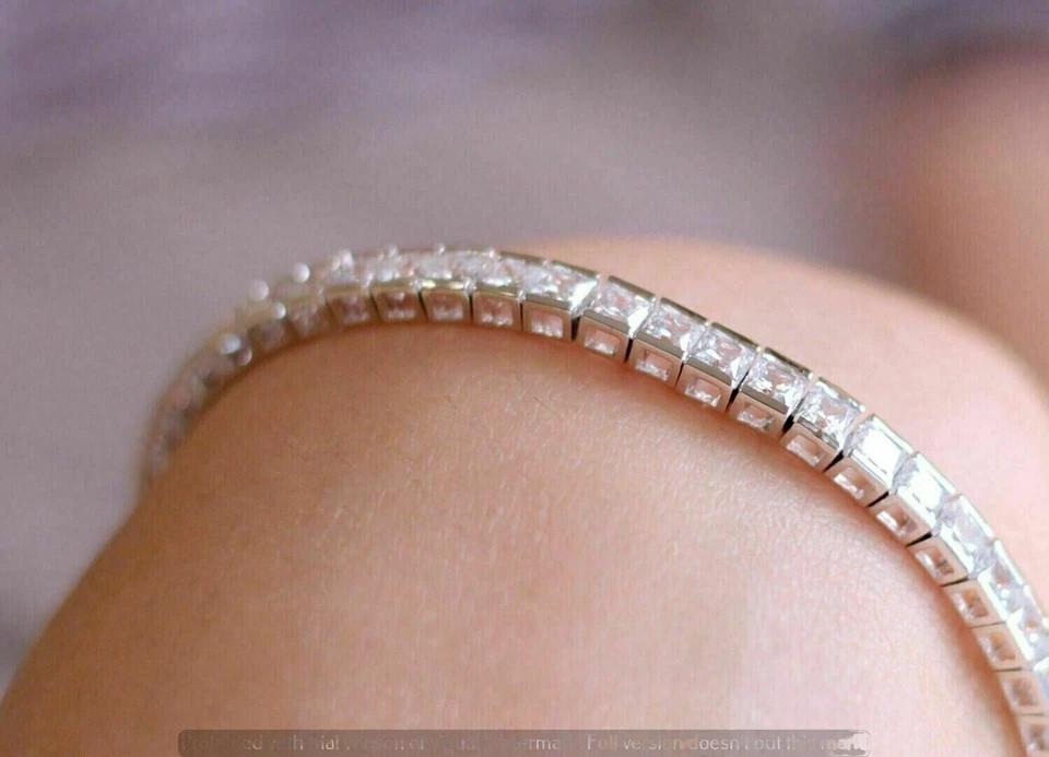 5Ct Princess Cut Lab Created Diamond Women’s Bracelet Gift 14K White Gold Plated