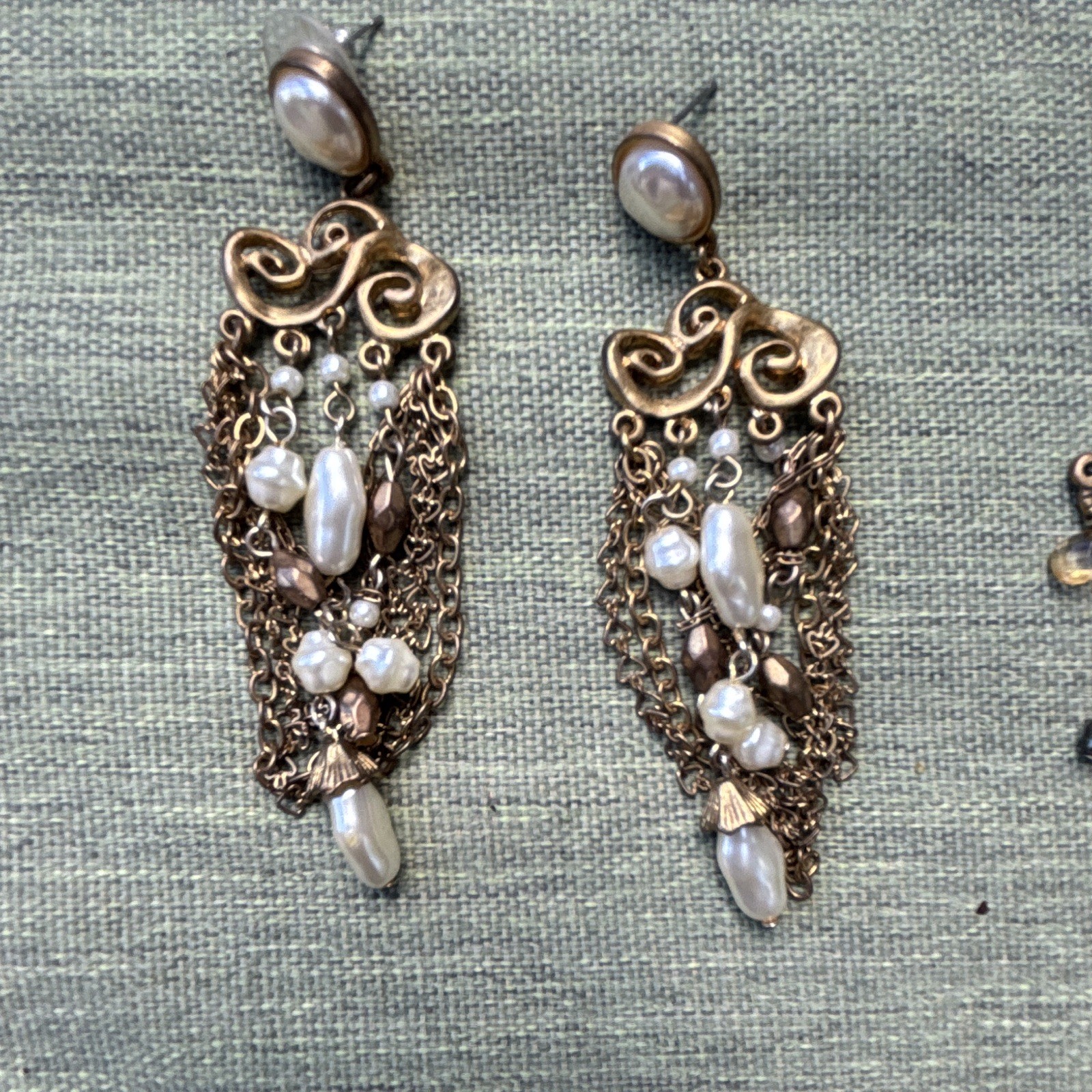 Vintage Chicos Lot of 6pair Dangle/Drop Earrings Pearl & Crystal Accents