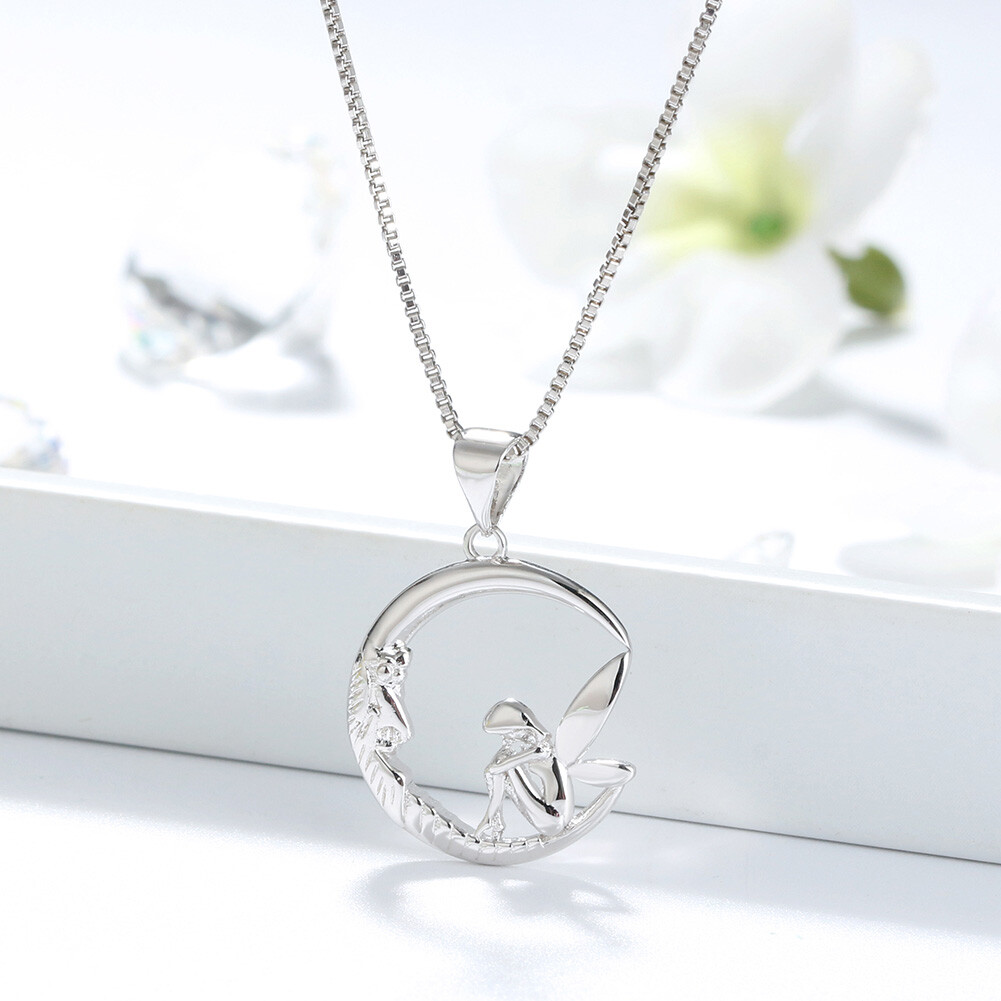 Fairy Moon Pendant Chain Necklace for Women Sterling Siver Ginger Lyne Collec…