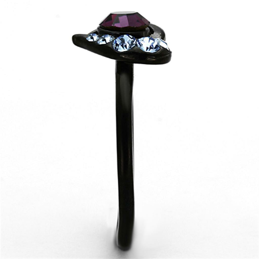 TK1300 – IP Black(Ion Plating) Stainless Steel Ring with Top Grade Crystal in