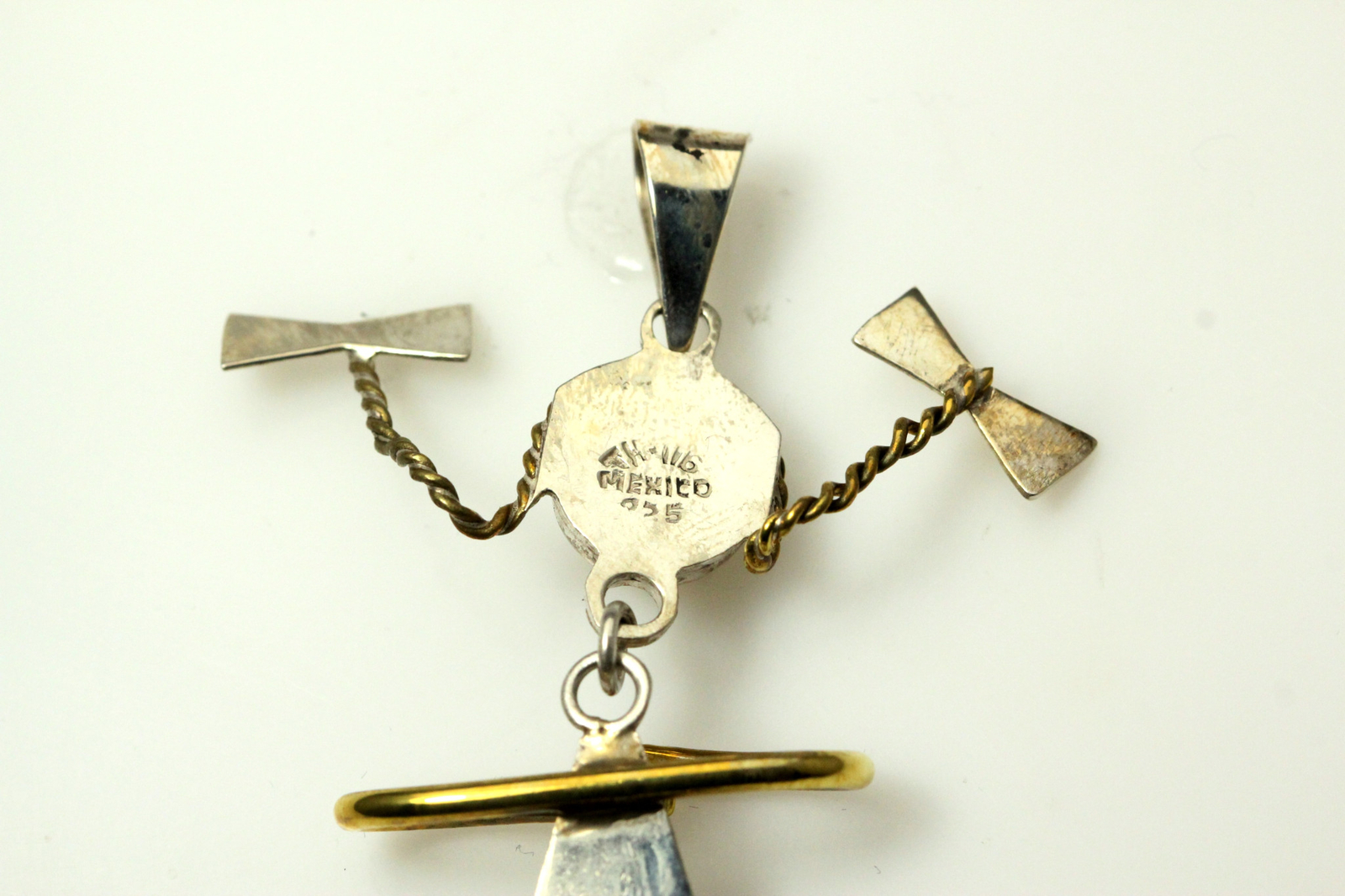 Vintage 925 Sterling Silver & Brass Large Girl Pendant 10.2 Grams (PEN5634)