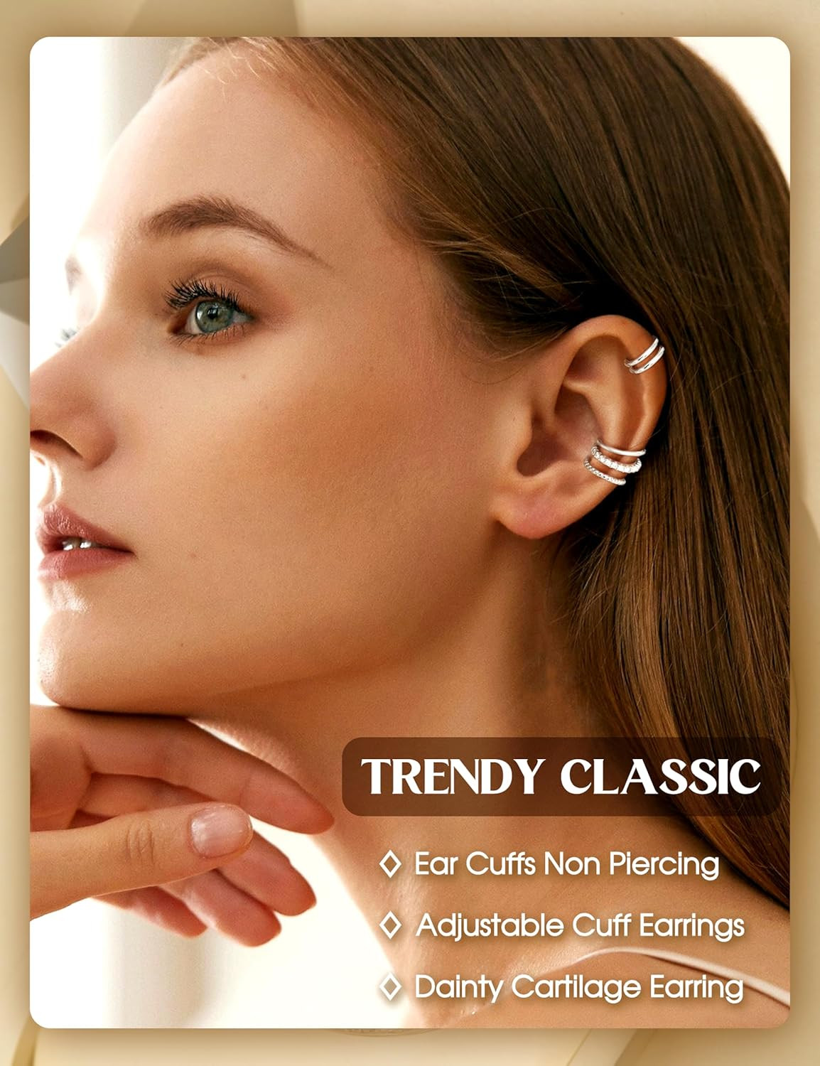 4 Pairs Ear Cuffs Non Piercing – 14K Gold Plated Ear Cuff Earrings for Women Ear