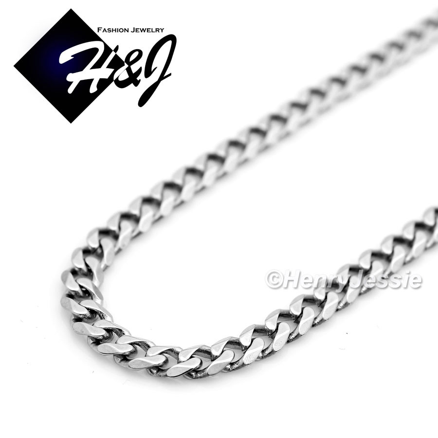 20″Stainless Steel 3mm Silver Cuban Curb Chain Necklace Plain Cross Pendant*SP29